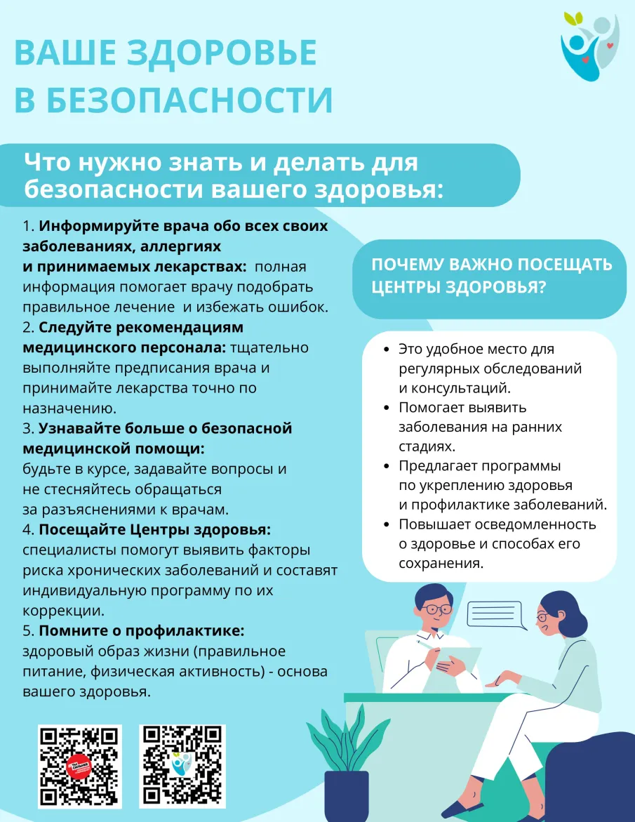 Неделя с 15 по 21 сентября объявлена Минздравом России неделей безопасности пациента и популяризации центров здоровья.